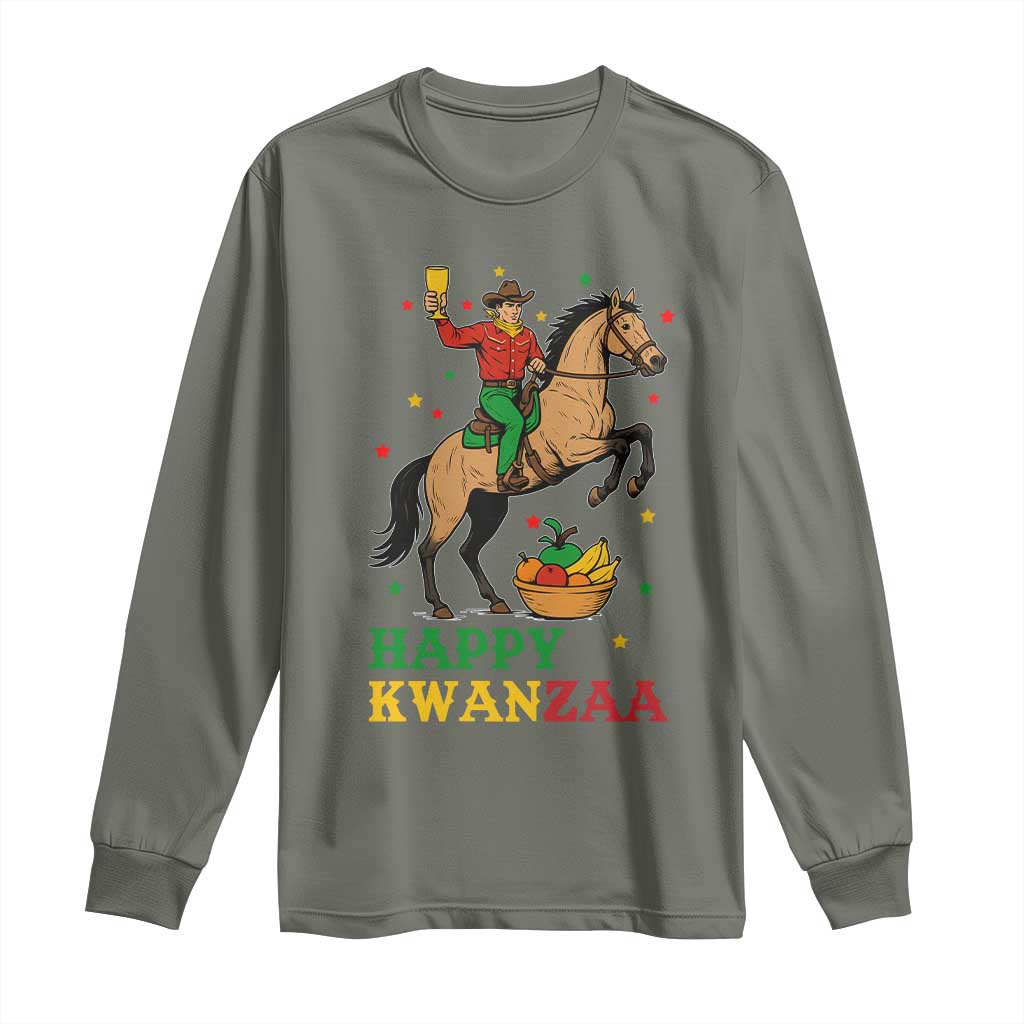 Happy Kwanzaa Cowboy Long Sleeve Shirt Funny African Holiday Gift - Wonder Print Shop