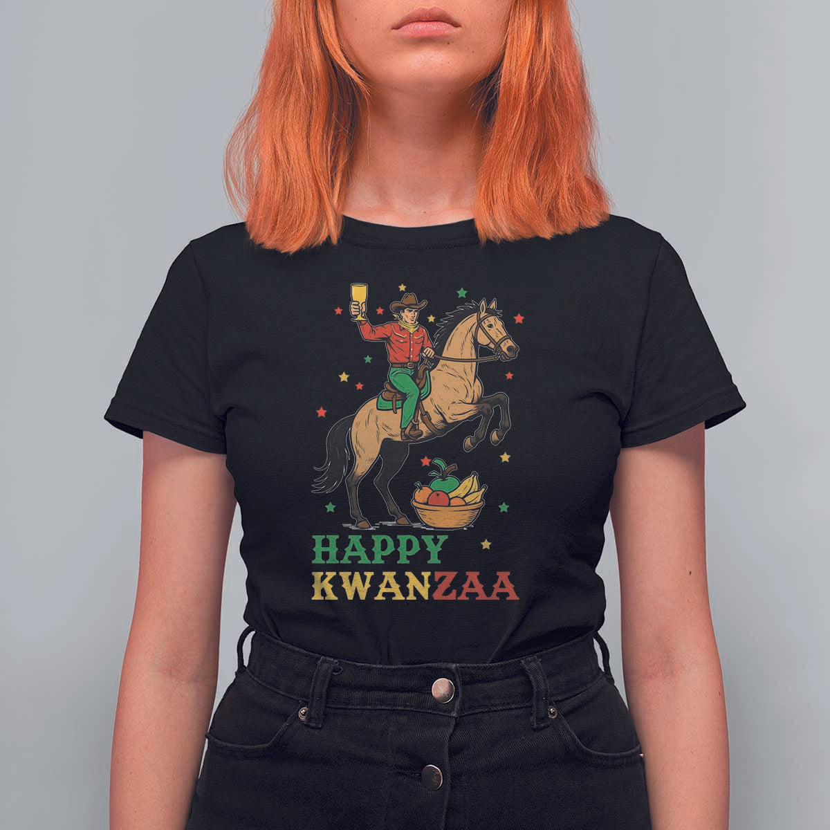 Happy Kwanzaa Cowboy T Shirt For Women Funny African Holiday Gift - Wonder Print Shop