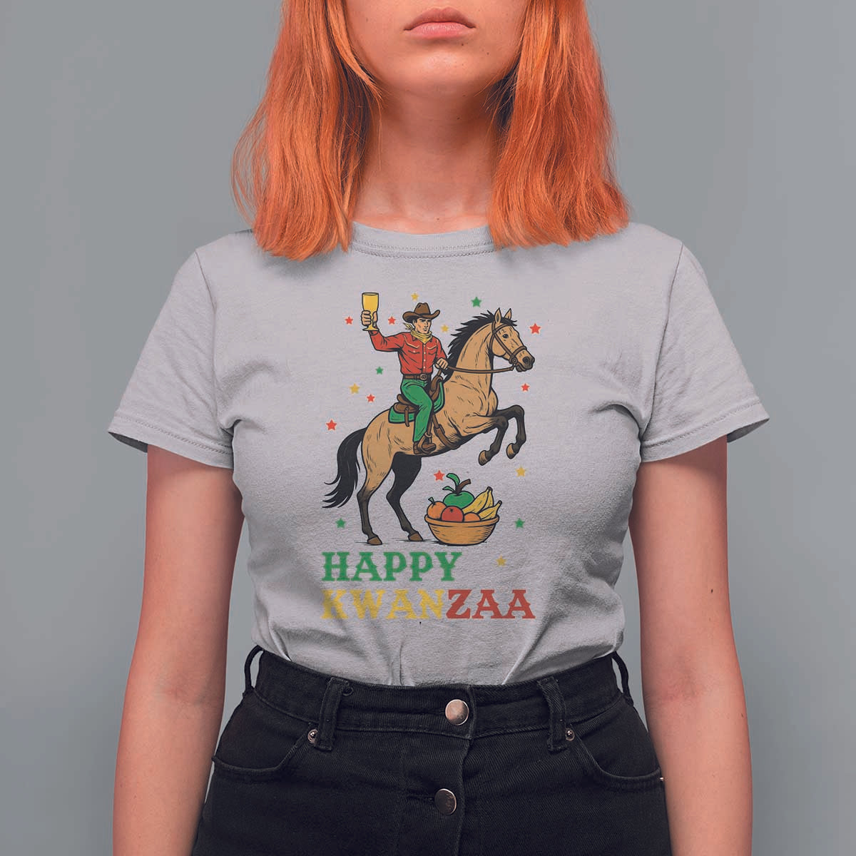 Happy Kwanzaa Cowboy T Shirt For Women Funny African Holiday Gift - Wonder Print Shop