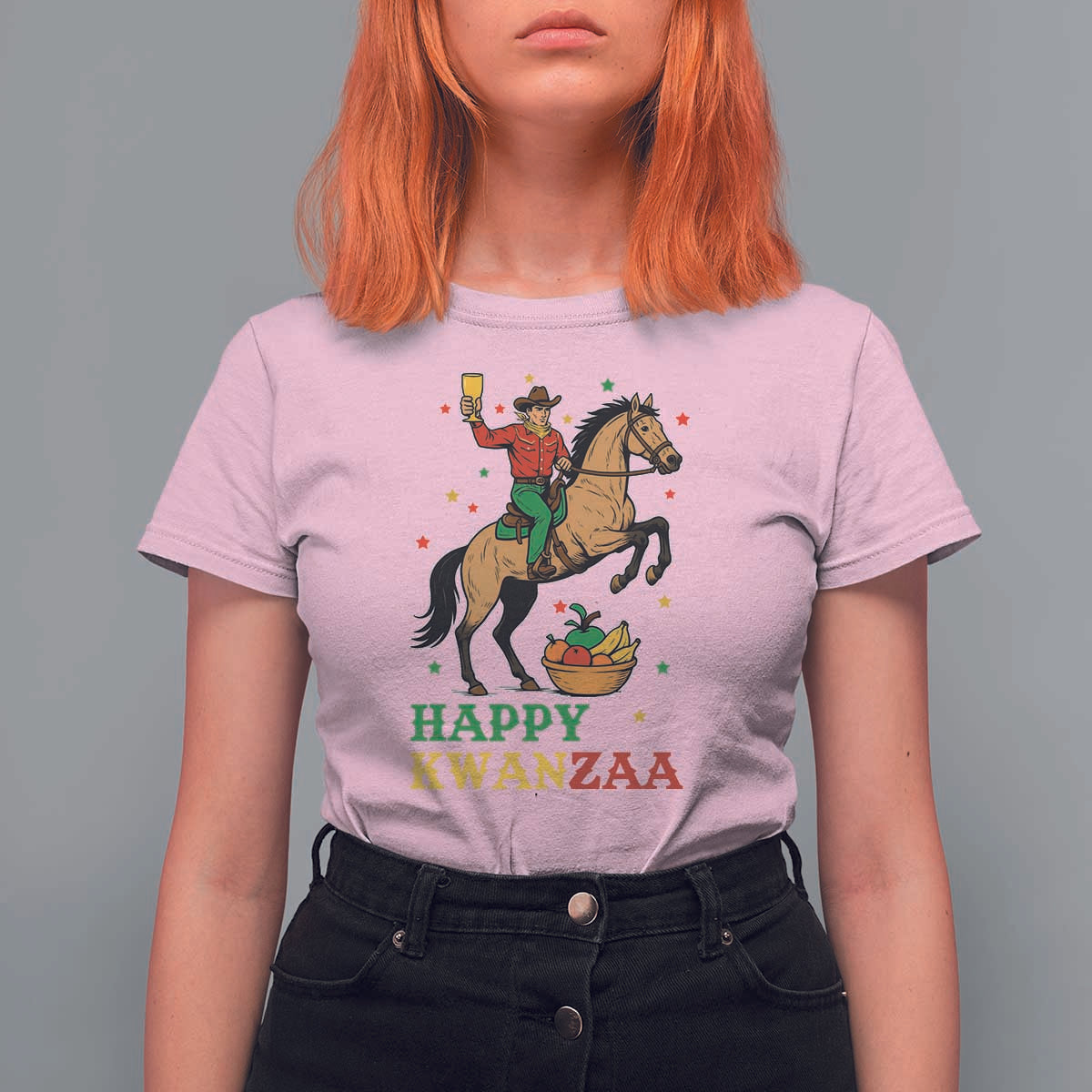 Happy Kwanzaa Cowboy T Shirt For Women Funny African Holiday Gift - Wonder Print Shop