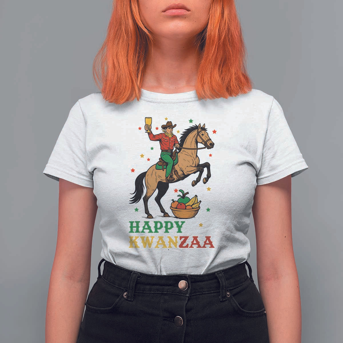 Happy Kwanzaa Cowboy T Shirt For Women Funny African Holiday Gift - Wonder Print Shop