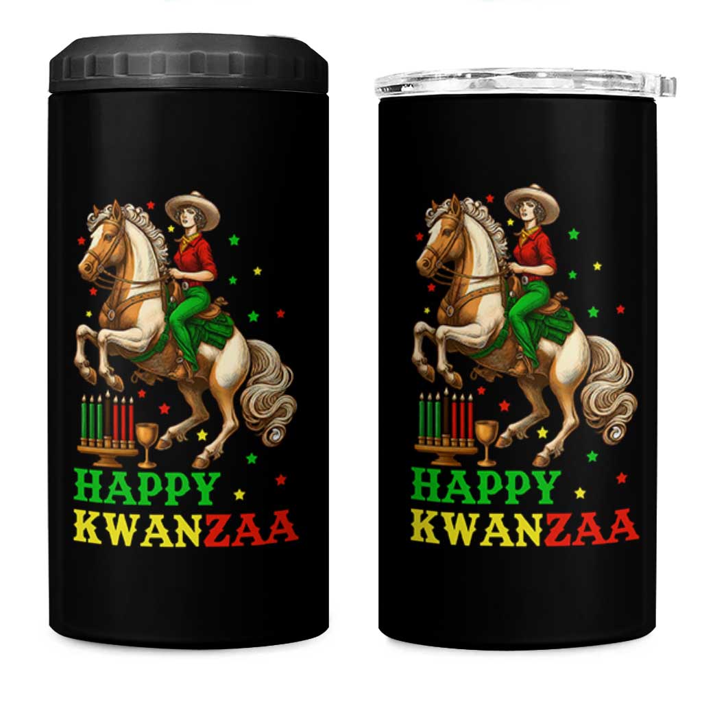 Happy Kwanzaa Cowgirl 4 in 1 Can Cooler Tumbler Funny African American Festival Gift - Wonder Print Shop