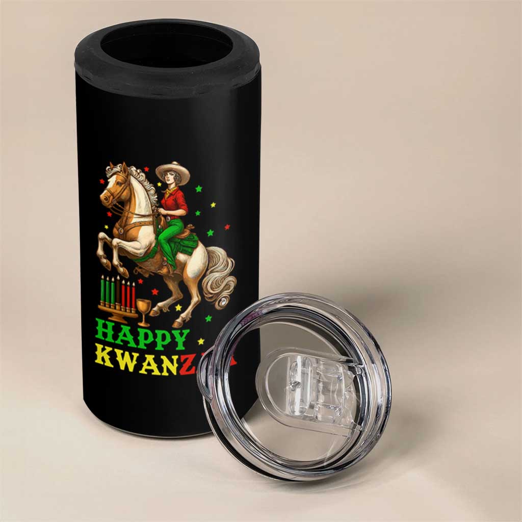 Happy Kwanzaa Cowgirl 4 in 1 Can Cooler Tumbler Funny African American Festival Gift - Wonder Print Shop