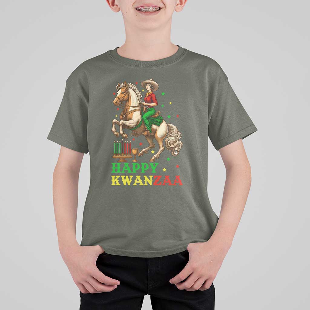 Happy Kwanzaa Cowgirl T Shirt For Kid Funny African American Festival Gift - Wonder Print Shop