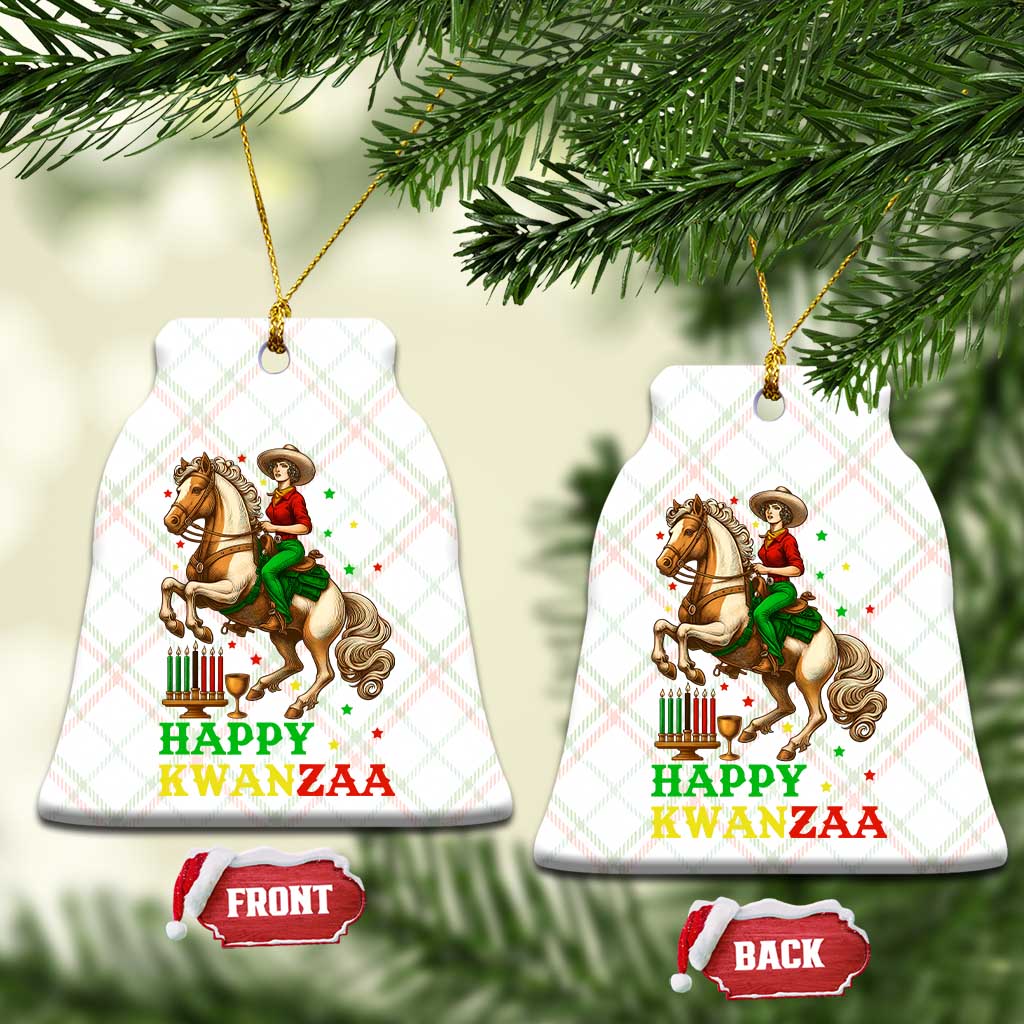 Happy Kwanzaa Cowgirl Ceramic Ornament Funny African American Festival Gift - Wonder Print Shop