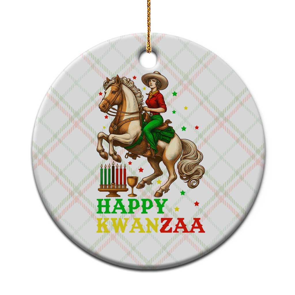 Happy Kwanzaa Cowgirl Ceramic Ornament Funny African American Festival Gift - Wonder Print Shop