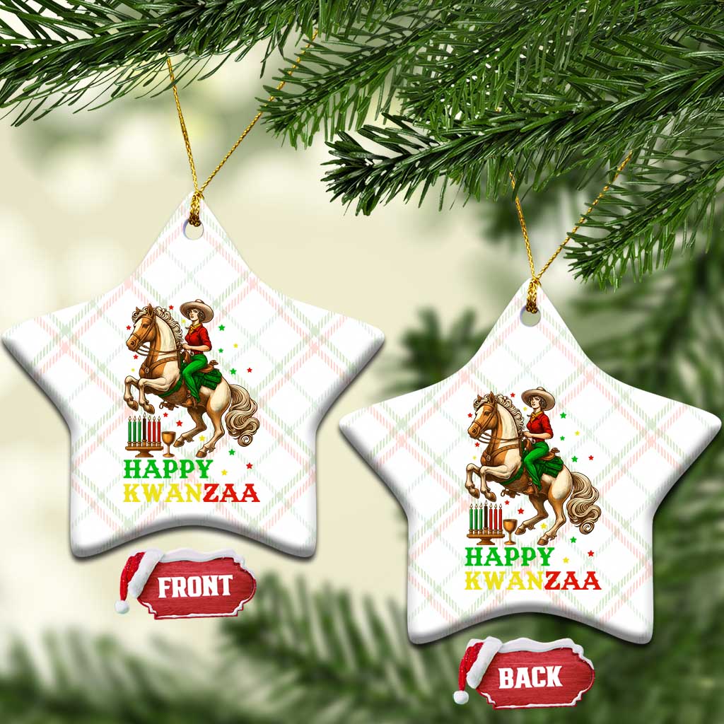 Happy Kwanzaa Cowgirl Ceramic Ornament Funny African American Festival Gift - Wonder Print Shop