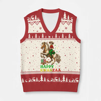 Happy Kwanzaa Cowgirl V-Neck Knit Sweater Vest Funny African American Festival Gift - Wonder Print Shop