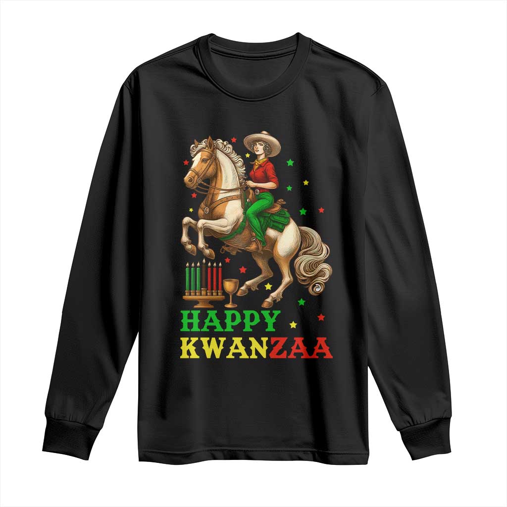 Happy Kwanzaa Cowgirl Long Sleeve Shirt Funny African American Festival Gift - Wonder Print Shop