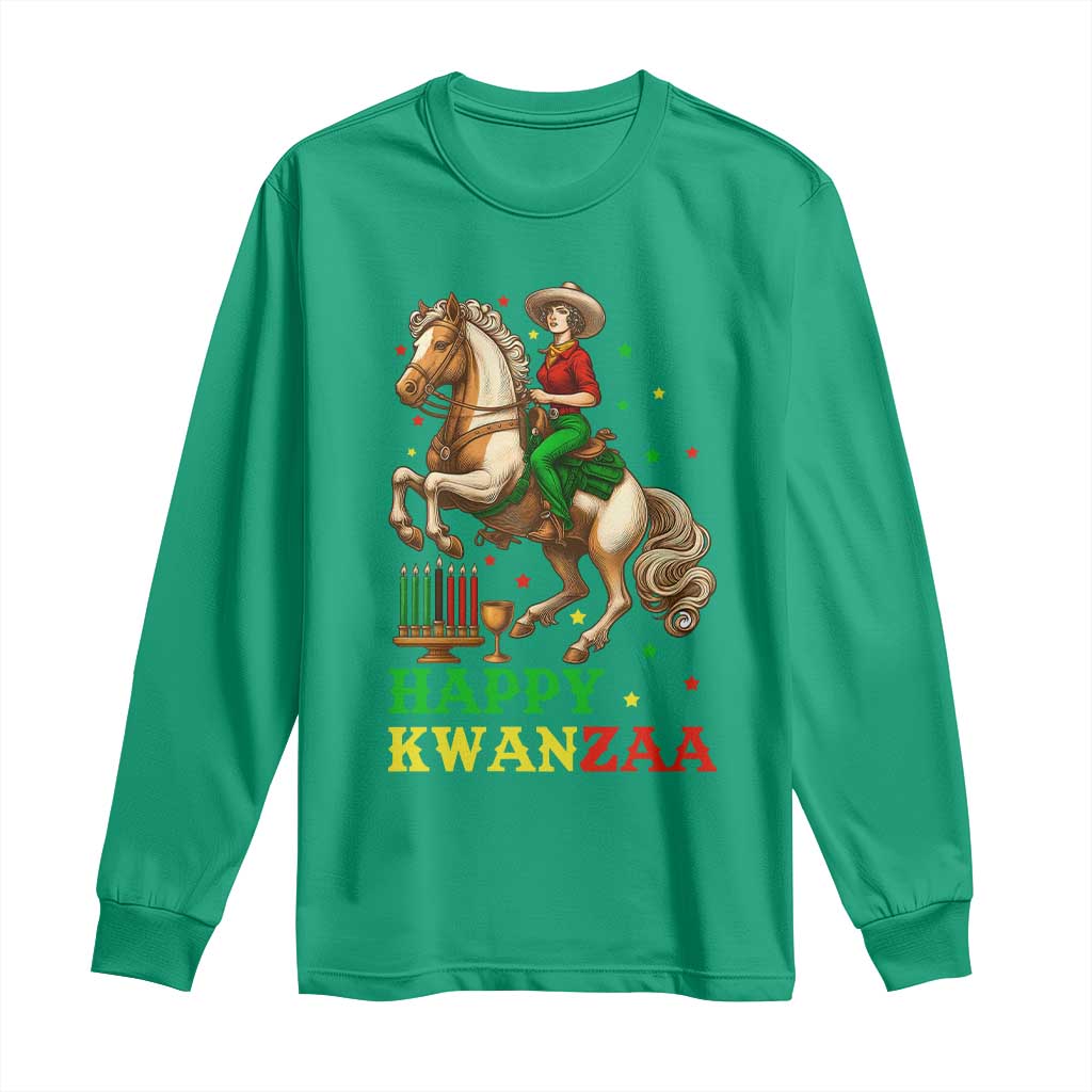 Happy Kwanzaa Cowgirl Long Sleeve Shirt Funny African American Festival Gift - Wonder Print Shop