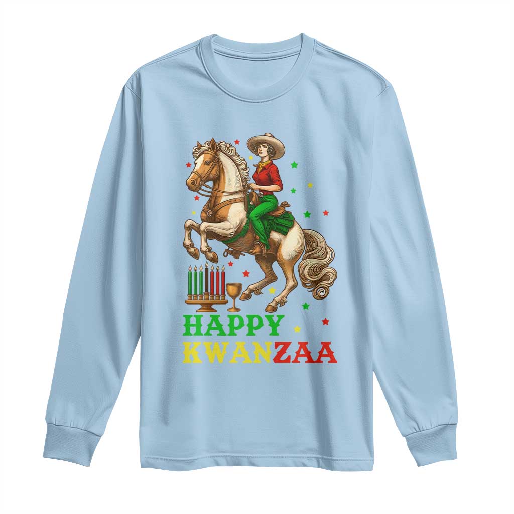 Happy Kwanzaa Cowgirl Long Sleeve Shirt Funny African American Festival Gift - Wonder Print Shop