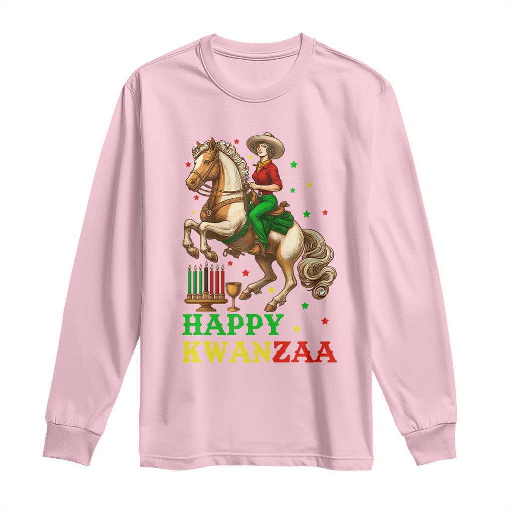 Happy Kwanzaa Cowgirl Long Sleeve Shirt Funny African American Festival Gift - Wonder Print Shop