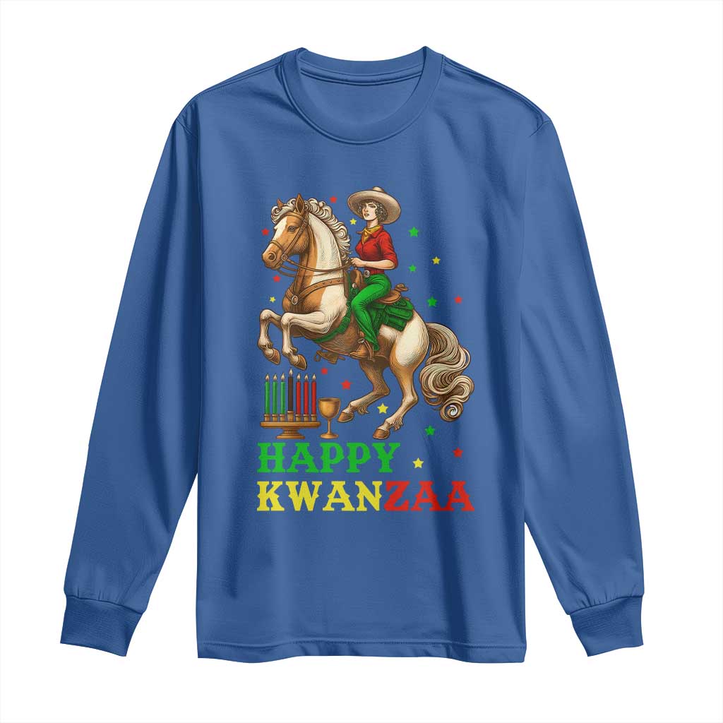 Happy Kwanzaa Cowgirl Long Sleeve Shirt Funny African American Festival Gift - Wonder Print Shop