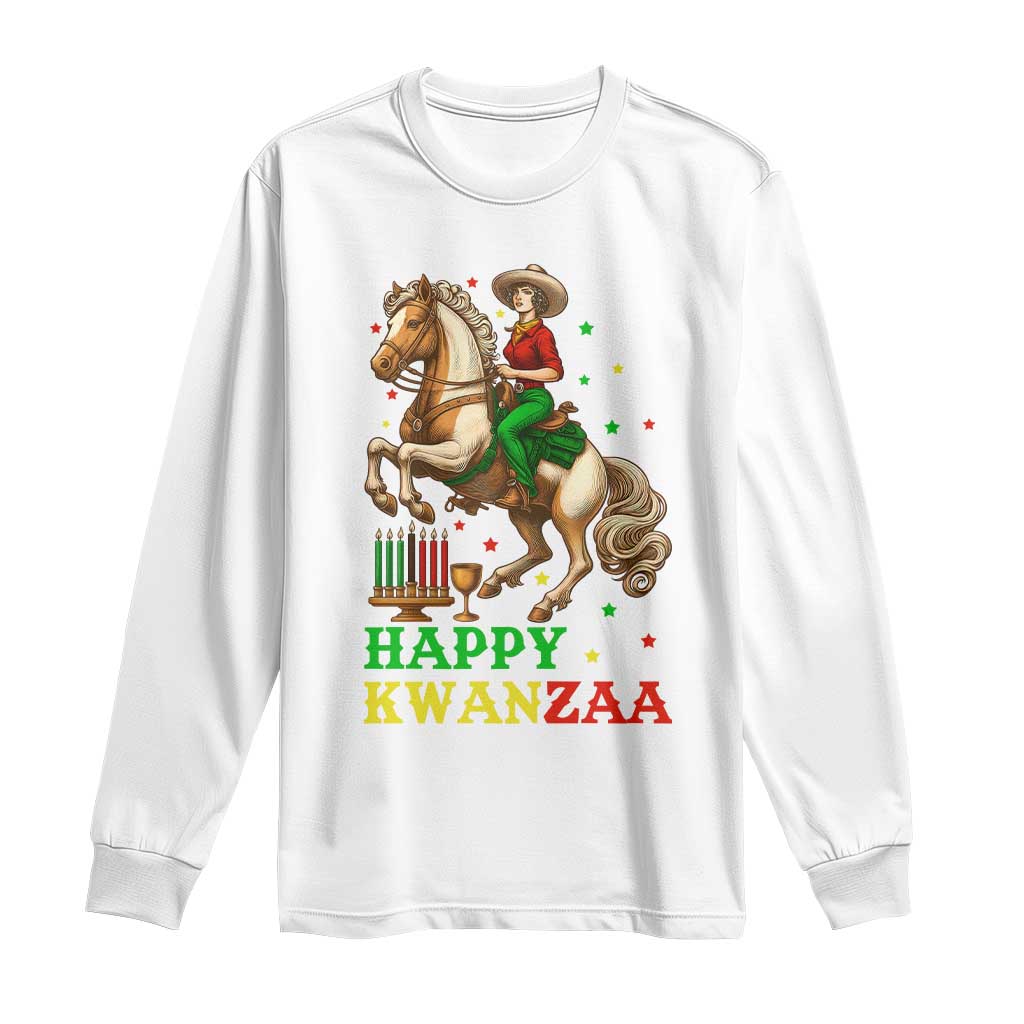 Happy Kwanzaa Cowgirl Long Sleeve Shirt Funny African American Festival Gift - Wonder Print Shop