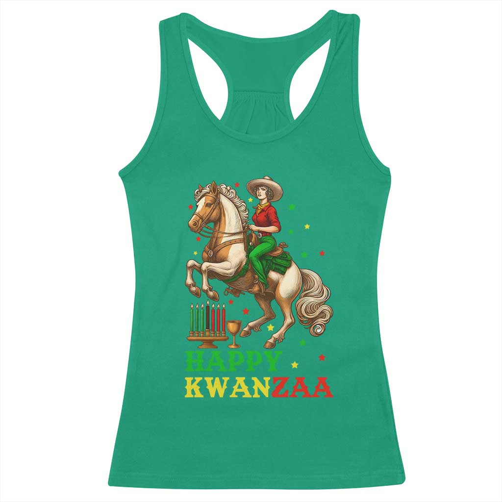 Happy Kwanzaa Cowgirl Racerback Tank Top Funny African American Festival Gift - Wonder Print Shop
