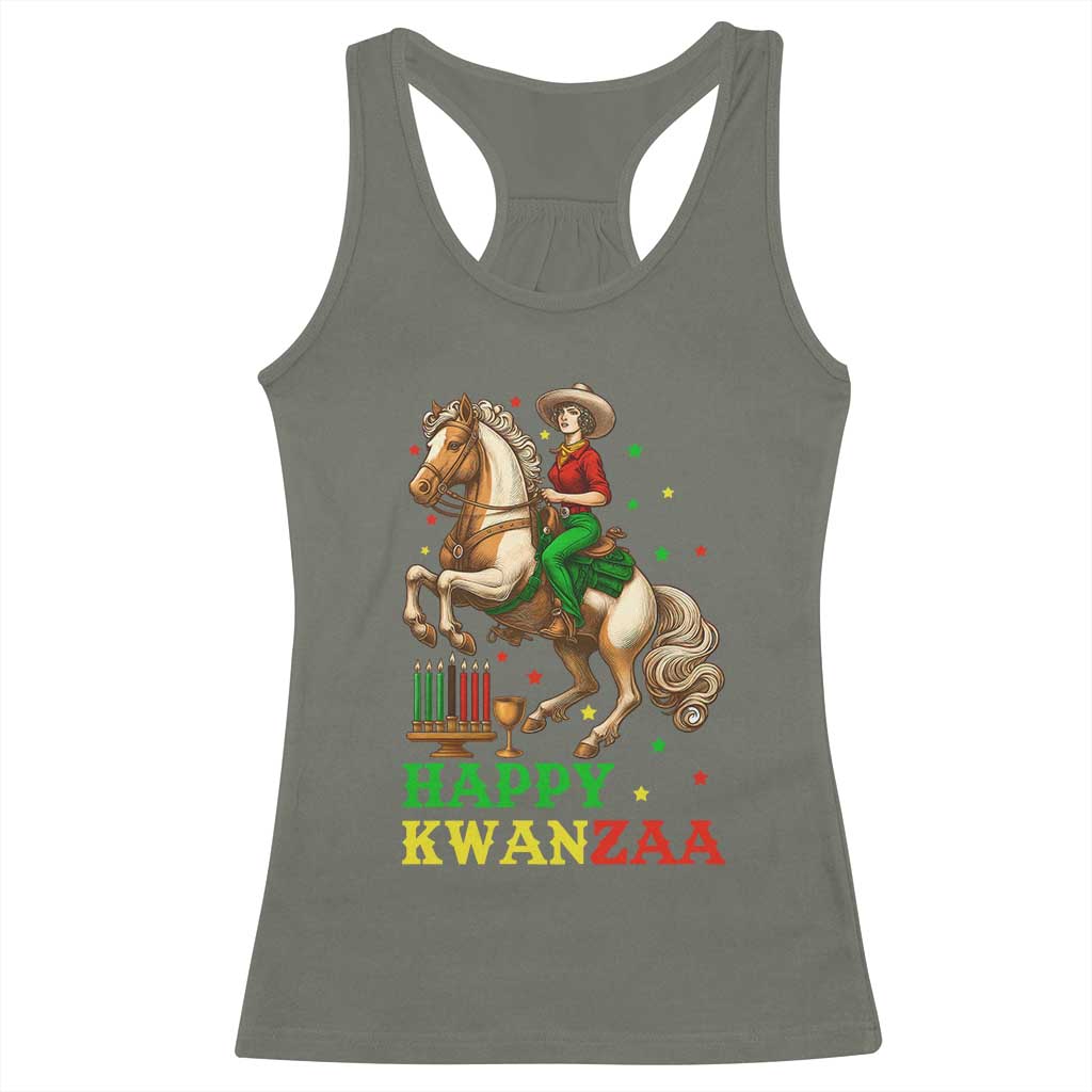 Happy Kwanzaa Cowgirl Racerback Tank Top Funny African American Festival Gift - Wonder Print Shop