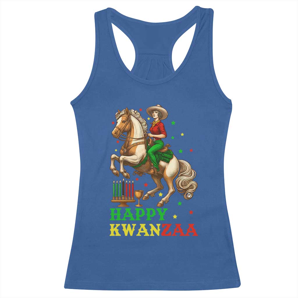 Happy Kwanzaa Cowgirl Racerback Tank Top Funny African American Festival Gift - Wonder Print Shop