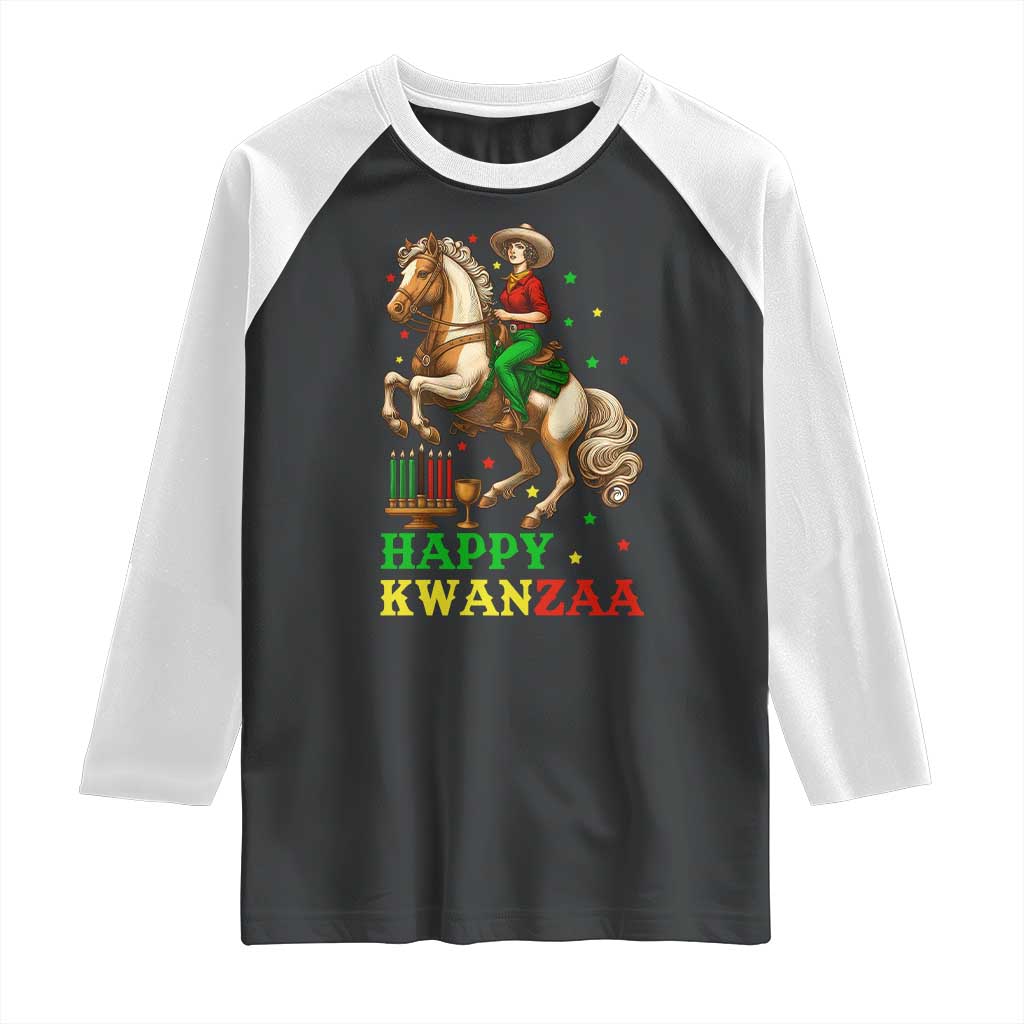 Happy Kwanzaa Cowgirl Raglan Shirt Funny African American Festival Gift - Wonder Print Shop