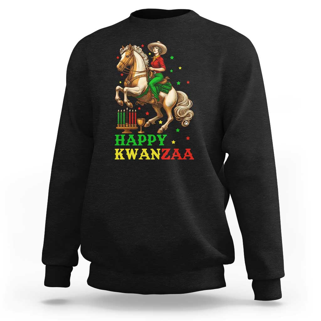 Happy Kwanzaa Cowgirl Sweatshirt Funny African American Festival Gift - Wonder Print Shop