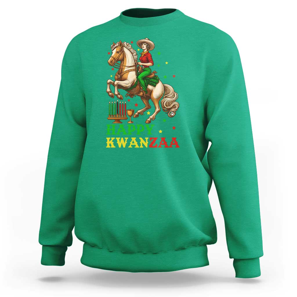 Happy Kwanzaa Cowgirl Sweatshirt Funny African American Festival Gift - Wonder Print Shop