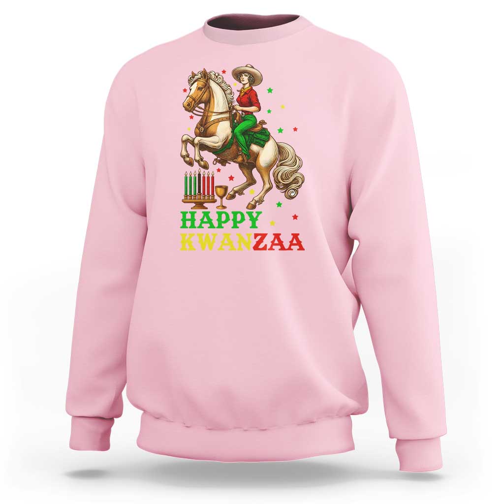 Happy Kwanzaa Cowgirl Sweatshirt Funny African American Festival Gift - Wonder Print Shop