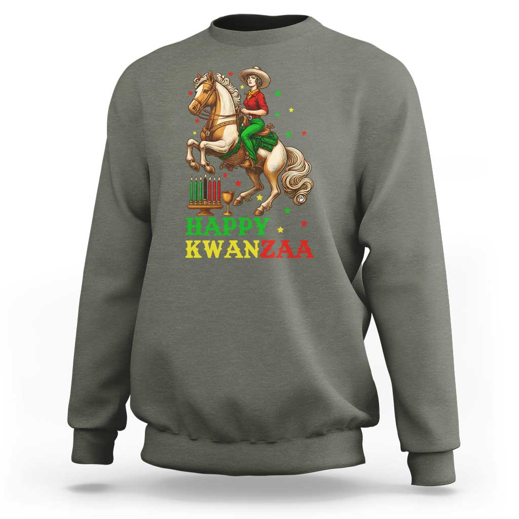 Happy Kwanzaa Cowgirl Sweatshirt Funny African American Festival Gift - Wonder Print Shop
