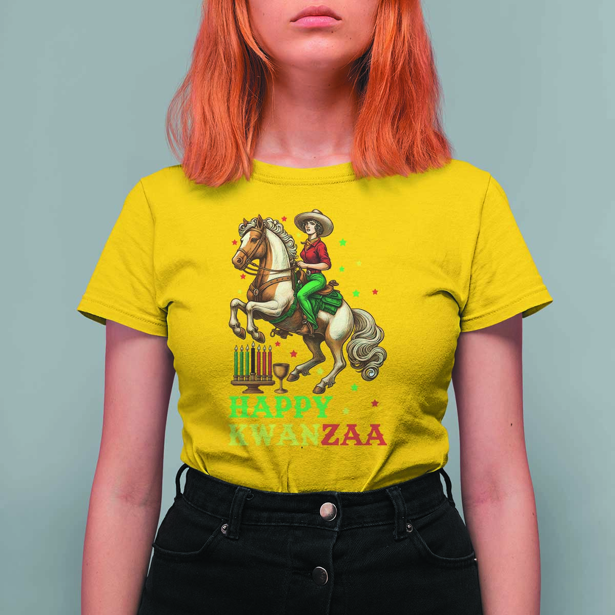 Happy Kwanzaa Cowgirl T Shirt For Women Funny African American Festival Gift - Wonder Print Shop