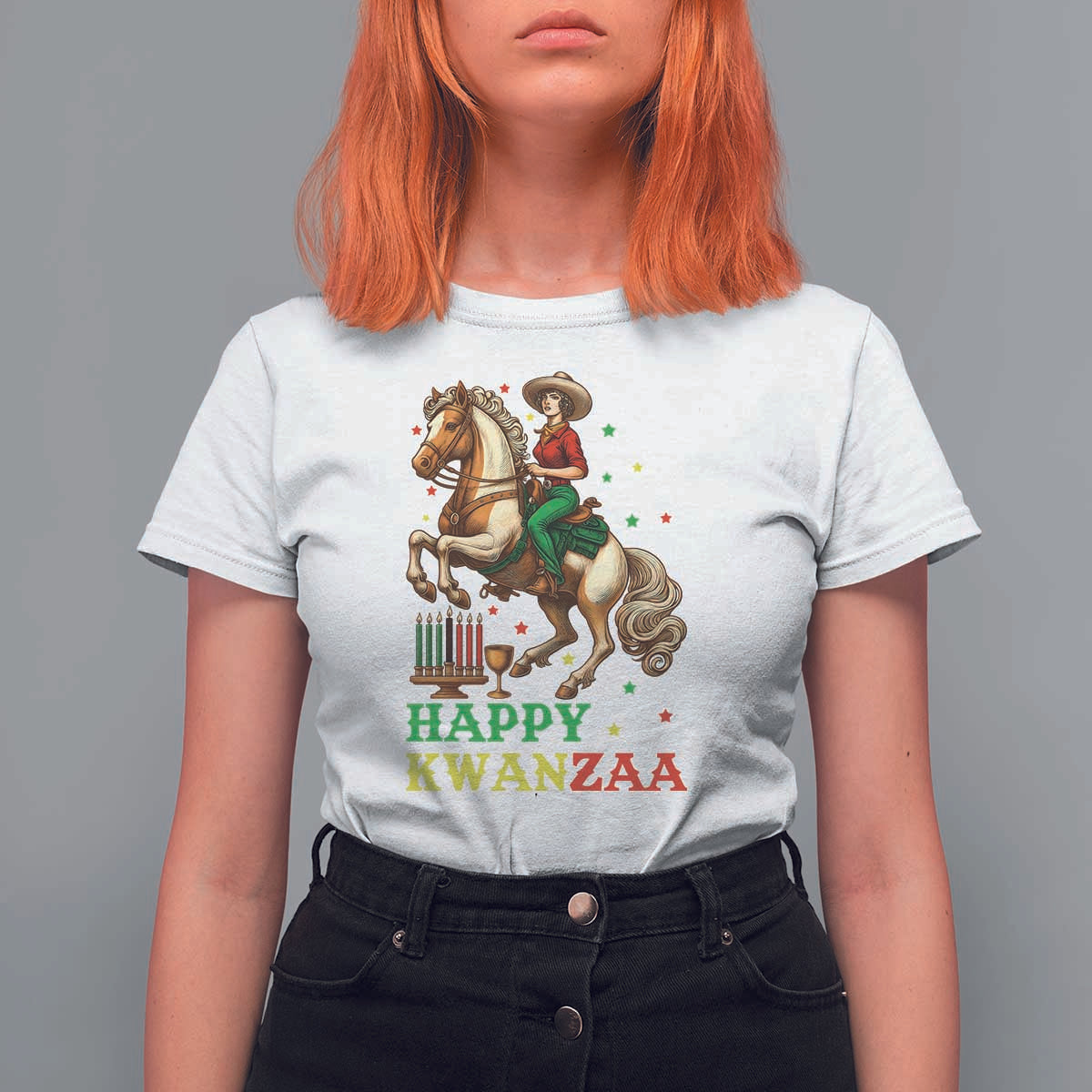 Happy Kwanzaa Cowgirl T Shirt For Women Funny African American Festival Gift - Wonder Print Shop