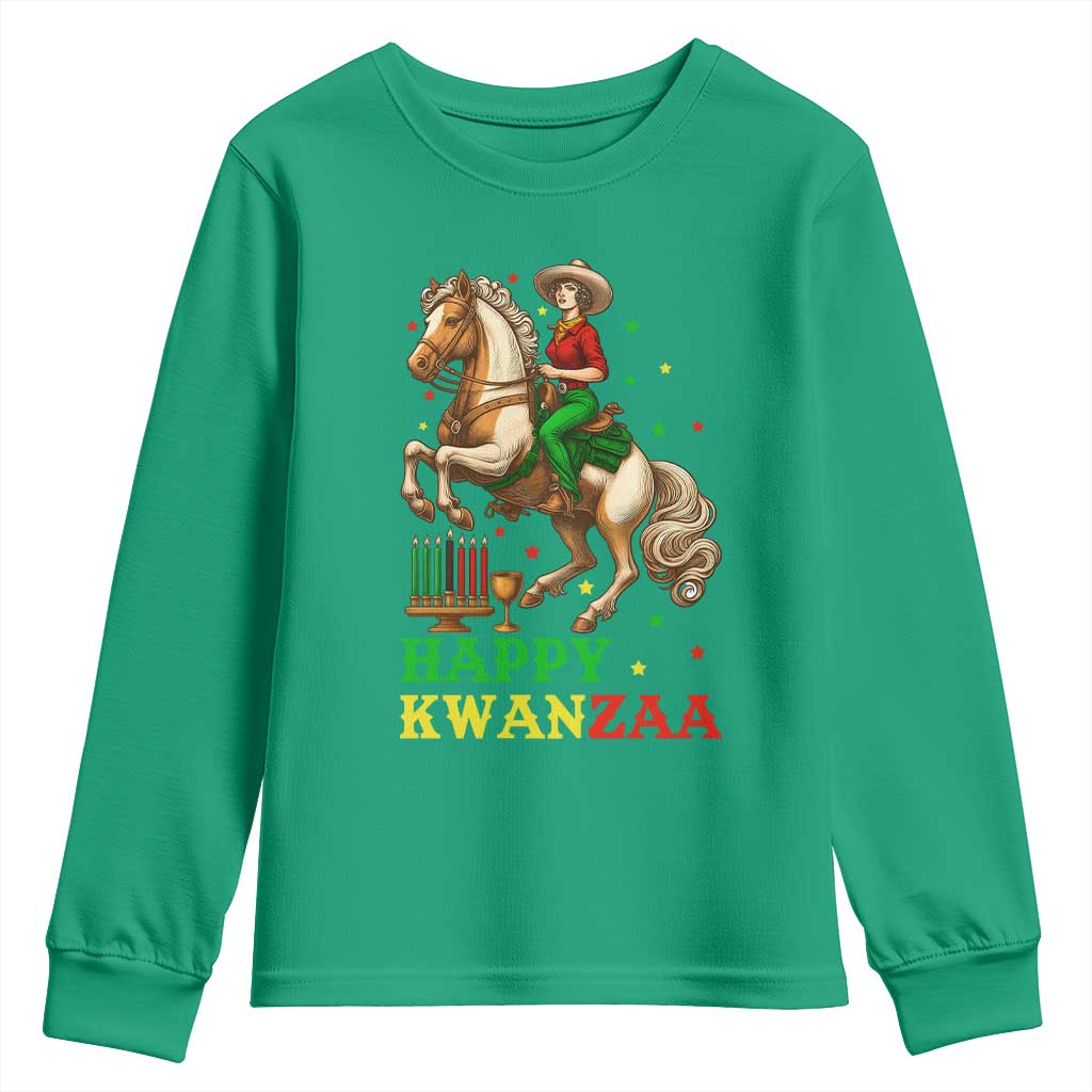 Happy Kwanzaa Cowgirl Youth Sweatshirt Funny African American Festival Gift - Wonder Print Shop