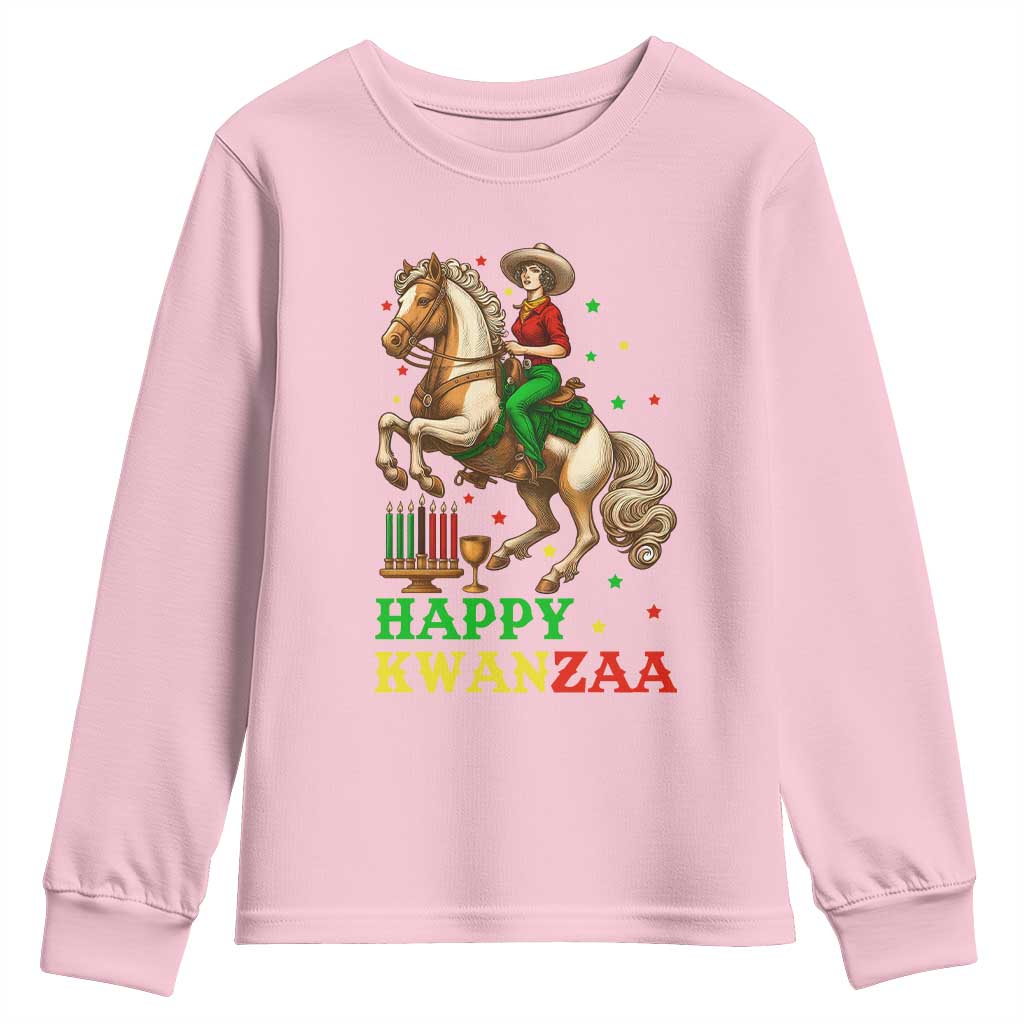 Happy Kwanzaa Cowgirl Youth Sweatshirt Funny African American Festival Gift - Wonder Print Shop