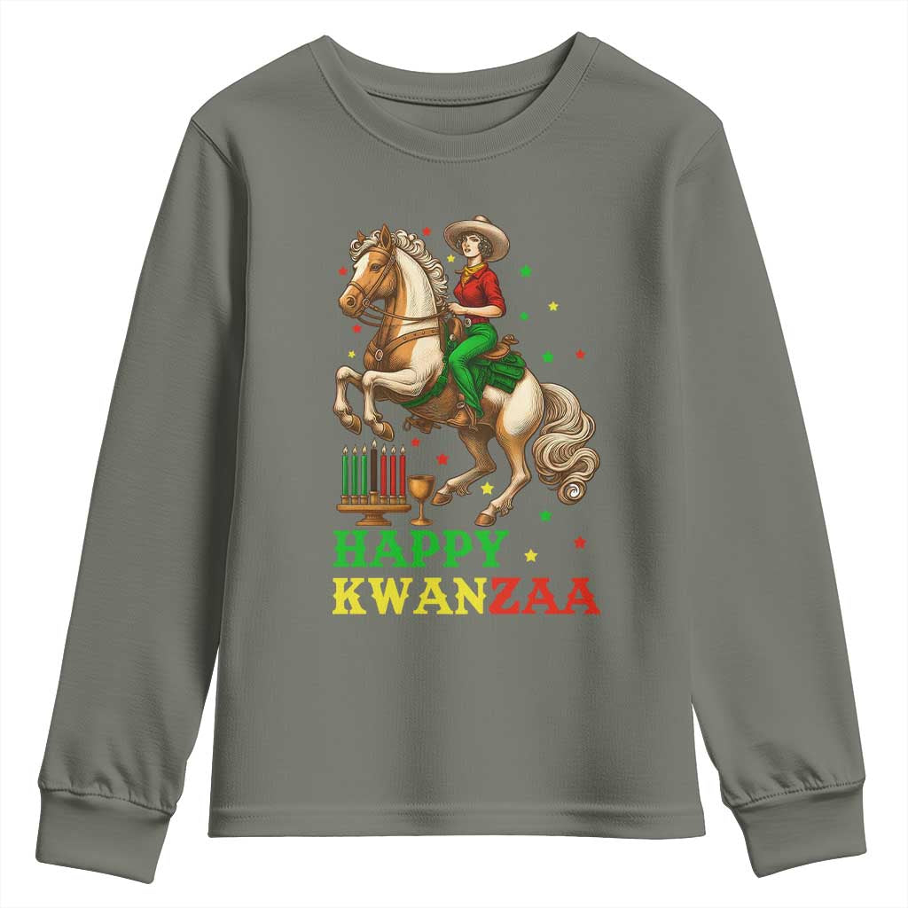 Happy Kwanzaa Cowgirl Youth Sweatshirt Funny African American Festival Gift - Wonder Print Shop