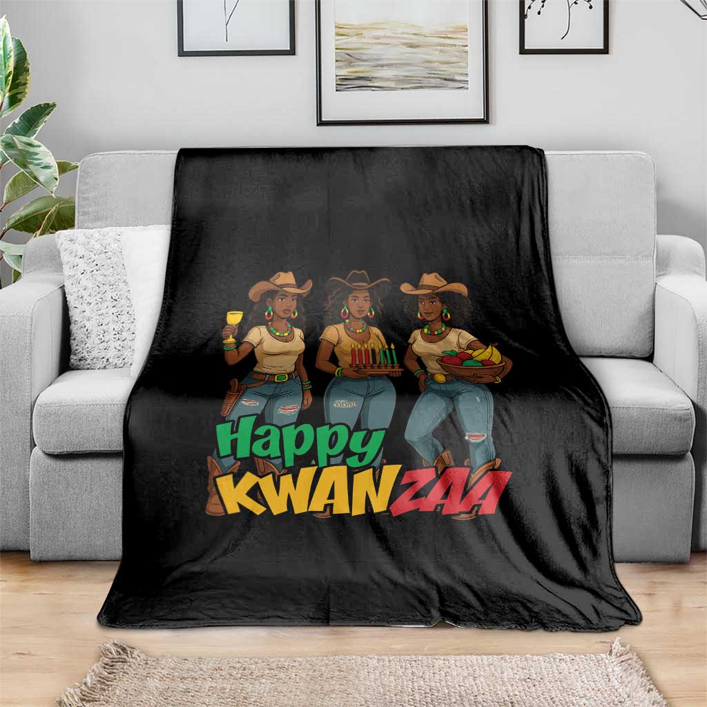 Happy Kwanzaa Cowgirl Throw Blanket Festival Of Lights African Heritage Gift - Wonder Print Shop