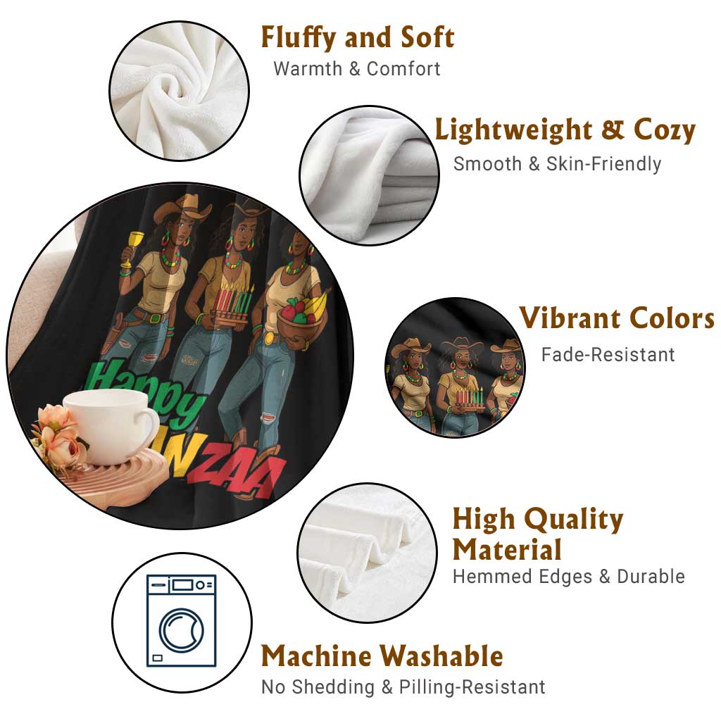 Happy Kwanzaa Cowgirl Throw Blanket Festival Of Lights African Heritage Gift - Wonder Print Shop