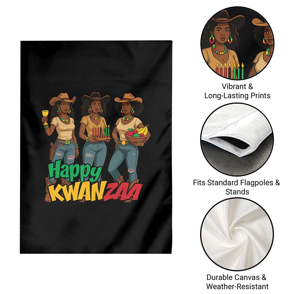 Happy Kwanzaa Cowgirl Garden Flag Festival Of Lights African Heritage Gift - Wonder Print Shop