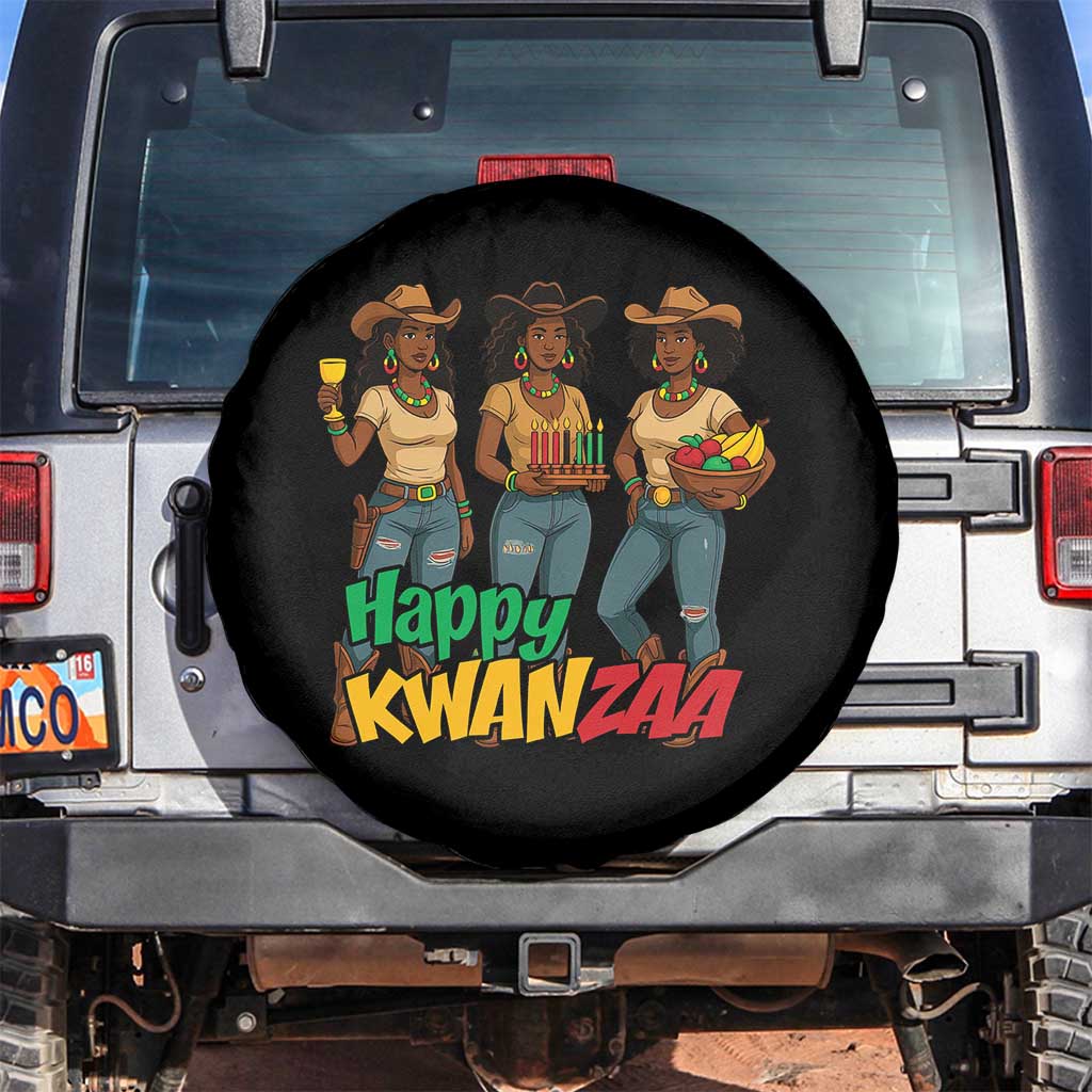 Happy Kwanzaa Cowgirl Spare Tire Cover Festival Of Lights African Heritage Gift - Wonder Print Shop