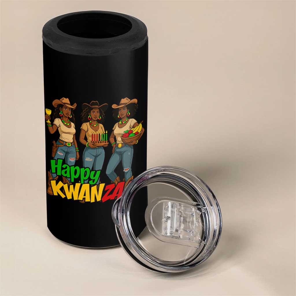 Happy Kwanzaa Cowgirl 4 in 1 Can Cooler Tumbler Festival Of Lights African Heritage Gift - Wonder Print Shop