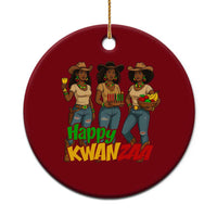 Happy Kwanzaa Cowgirl Ceramic Ornament Festival Of Lights African Heritage Gift - Wonder Print Shop