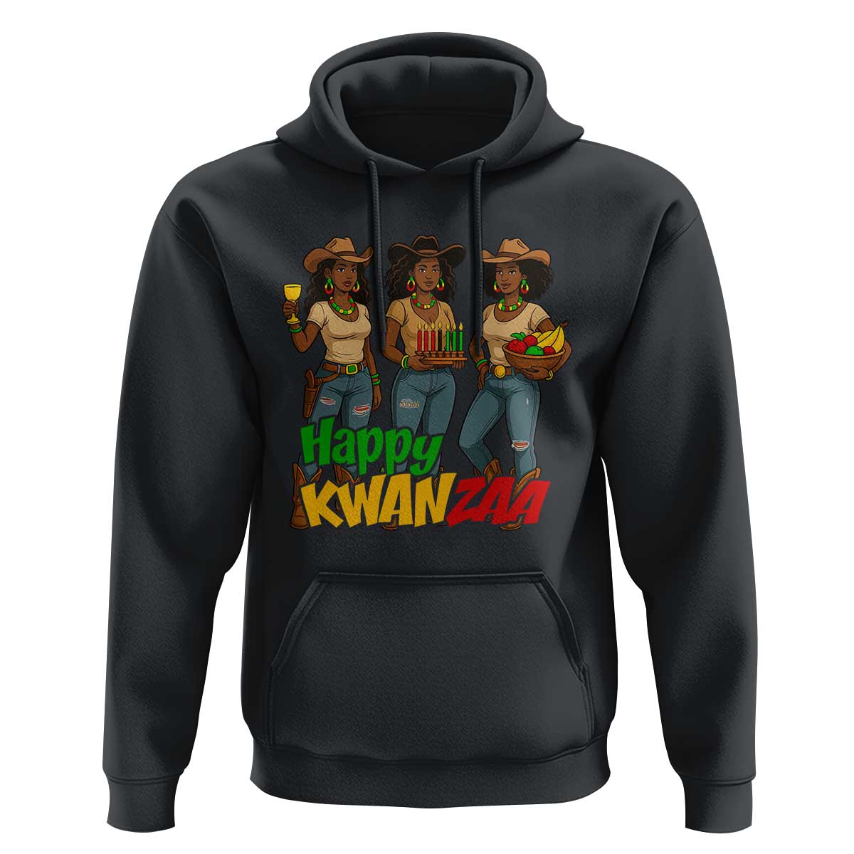Happy Kwanzaa Cowgirl Hoodie Festival Of Lights African Heritage Gift - Wonder Print Shop