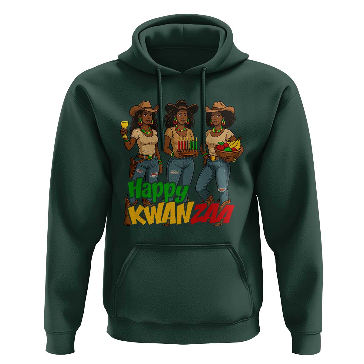 Happy Kwanzaa Cowgirl Hoodie Festival Of Lights African Heritage Gift - Wonder Print Shop