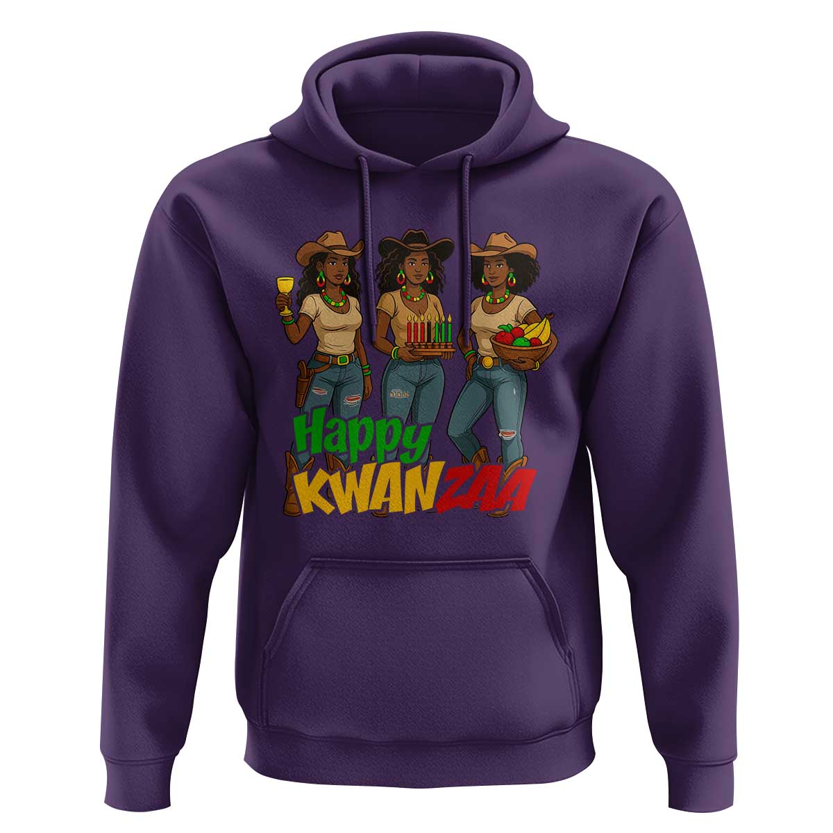 Happy Kwanzaa Cowgirl Hoodie Festival Of Lights African Heritage Gift - Wonder Print Shop