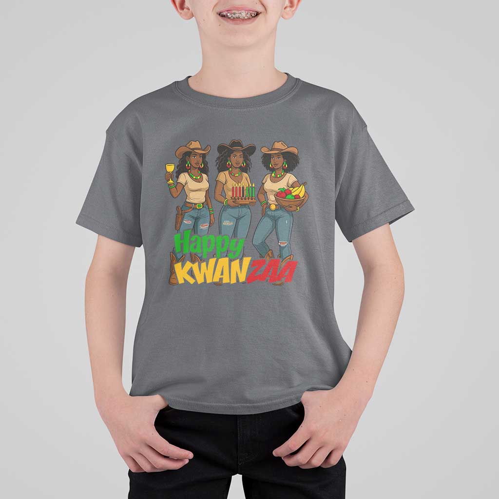 Happy Kwanzaa Cowgirl T Shirt For Kid Festival Of Lights African Heritage Gift - Wonder Print Shop