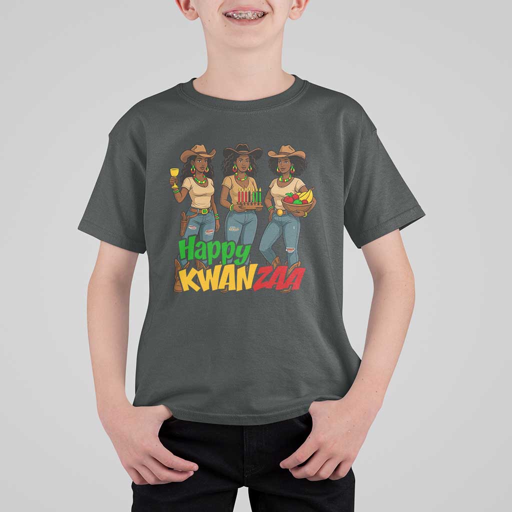 Happy Kwanzaa Cowgirl T Shirt For Kid Festival Of Lights African Heritage Gift - Wonder Print Shop