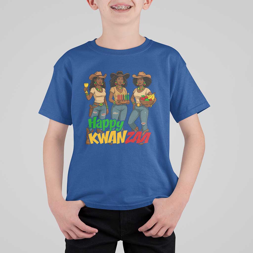 Happy Kwanzaa Cowgirl T Shirt For Kid Festival Of Lights African Heritage Gift - Wonder Print Shop