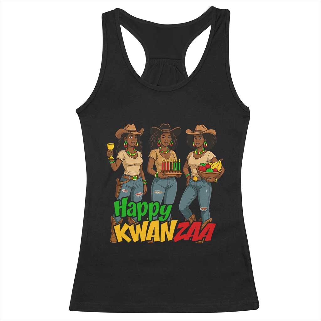 Happy Kwanzaa Cowgirl Racerback Tank Top Festival Of Lights African Heritage Gift - Wonder Print Shop