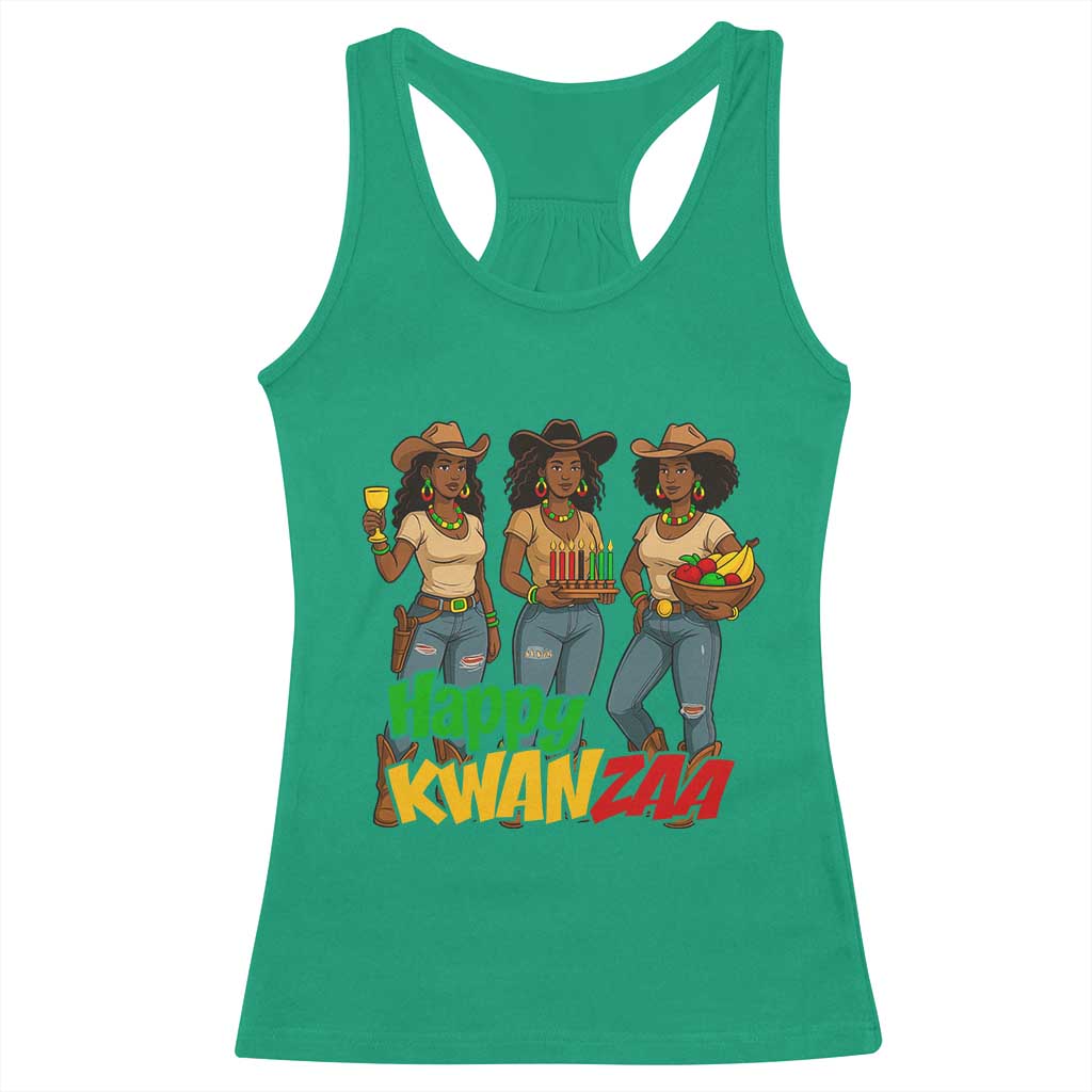 Happy Kwanzaa Cowgirl Racerback Tank Top Festival Of Lights African Heritage Gift - Wonder Print Shop