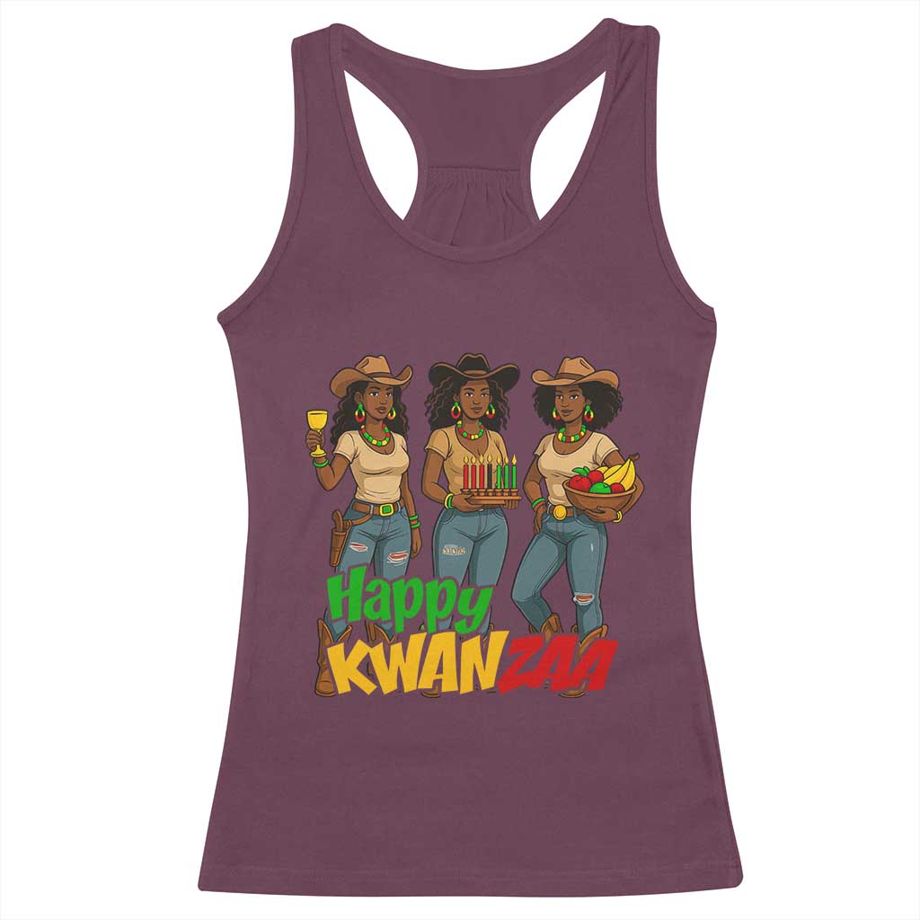 Happy Kwanzaa Cowgirl Racerback Tank Top Festival Of Lights African Heritage Gift - Wonder Print Shop