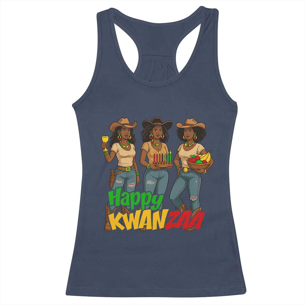 Happy Kwanzaa Cowgirl Racerback Tank Top Festival Of Lights African Heritage Gift - Wonder Print Shop