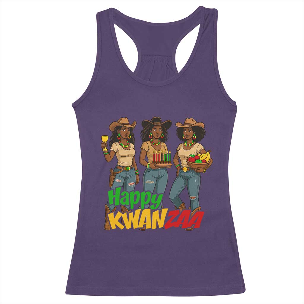 Happy Kwanzaa Cowgirl Racerback Tank Top Festival Of Lights African Heritage Gift - Wonder Print Shop