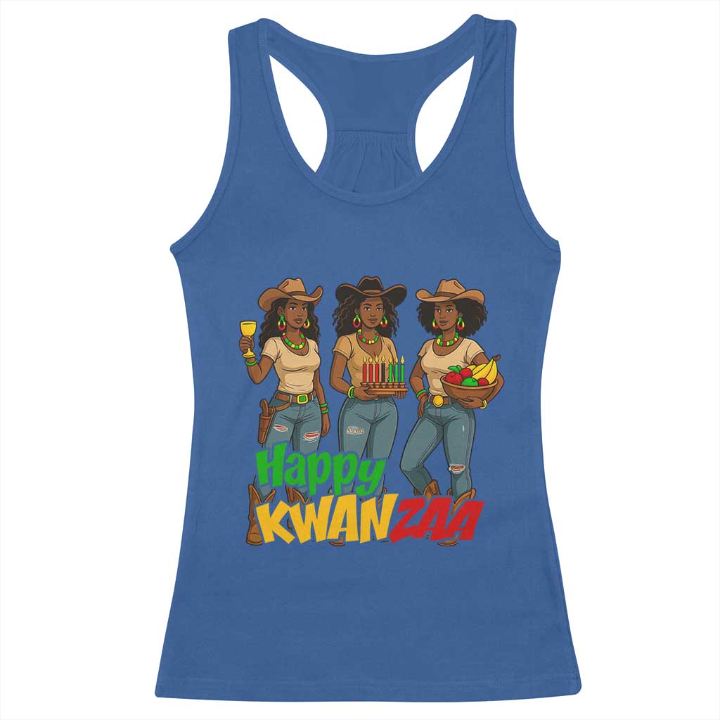 Happy Kwanzaa Cowgirl Racerback Tank Top Festival Of Lights African Heritage Gift - Wonder Print Shop