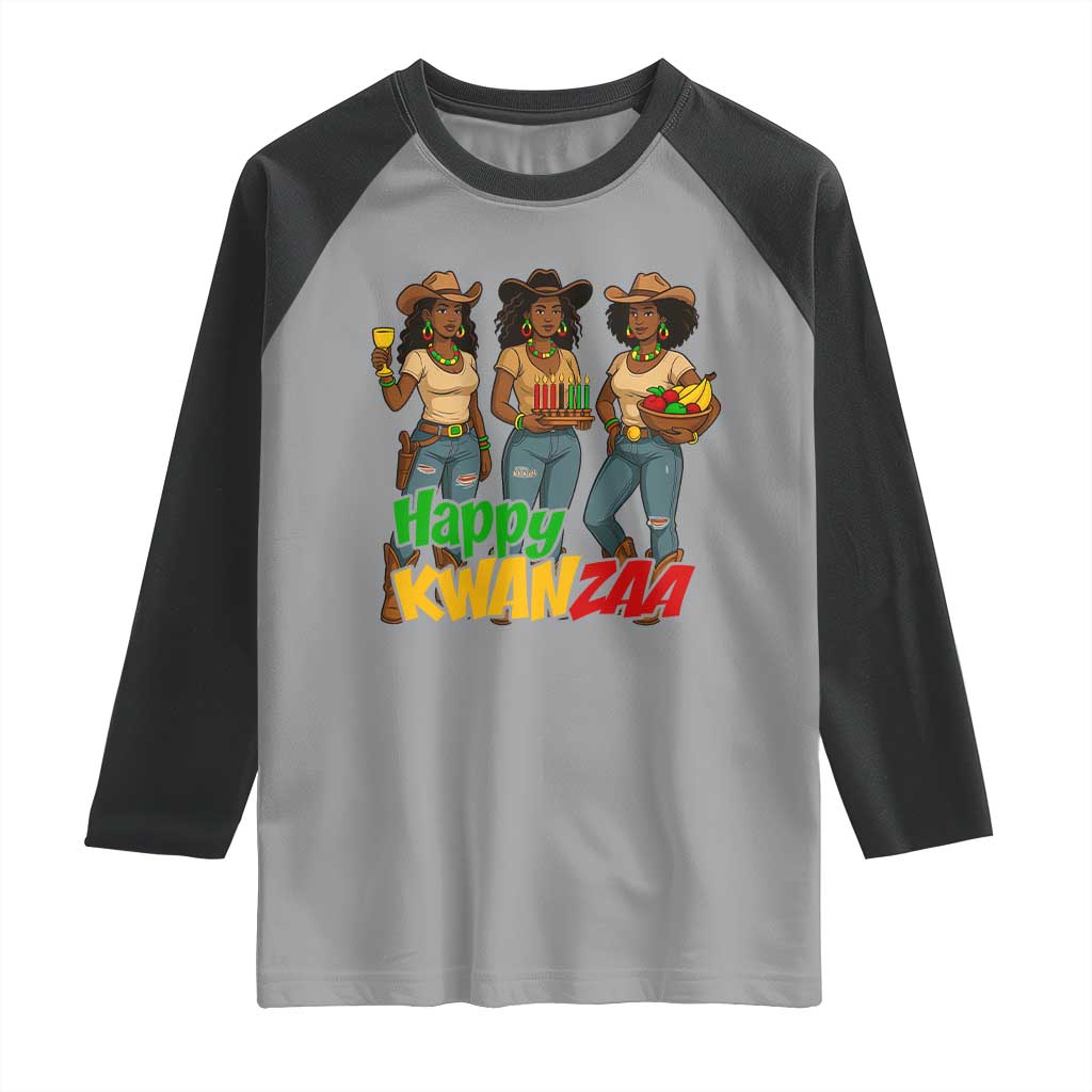 Happy Kwanzaa Cowgirl Raglan Shirt Festival Of Lights African Heritage Gift - Wonder Print Shop